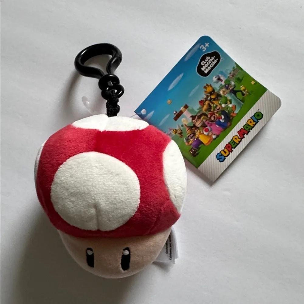 Target Club Mocchi Mocchi Super Mario Mushroom Plush Super Soft Squishy Clip On